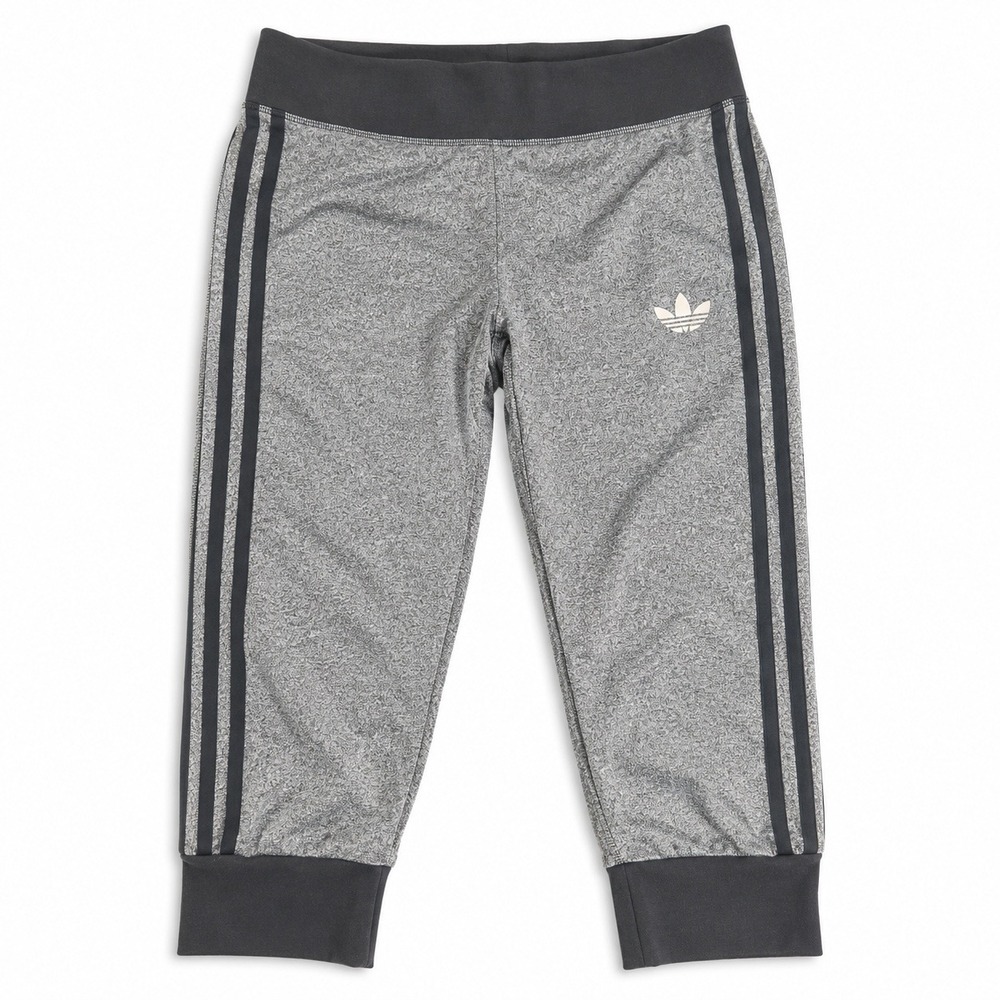 adidas Originals Womens Capri Leggings Gray Black 3 Stripes Trefoil Athletic
